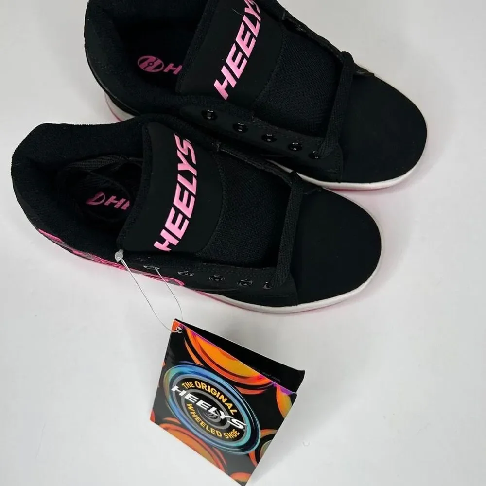 New Heelys black/pink skate shoes youth 2 New with tags wheels and tool included - Picture 2 of 8